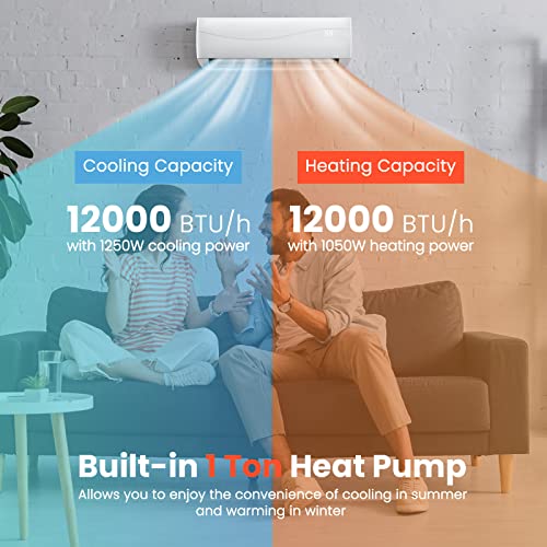 Costway 12000Btu Mini Split Air Conditioner & Heater, 17 Seer2 208-230V Wall-Mounted Ductless Ac Unit Cools Rooms Up To 750 Sq. Ft, Energy Efficient Inverter Ac W/Heat Pump & Installation Kit #TOP1