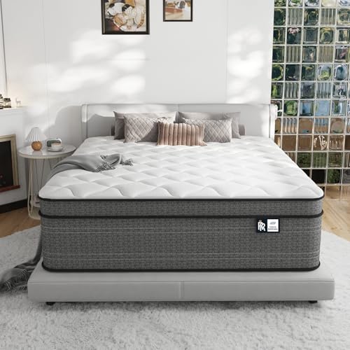 Ruoysun Queen Mattress, 14 Inch Medium Firm Hybrid Queen Size Mattress in a Box, Strong Edge Support, Motion Isolation, with 7-Zones Pocket Springs, Fiberglass-Free, Pressure Relief, CertiPUR-US
