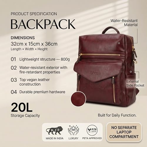 Image of VISMIINTREND Backpack for Women | Stylish Vegan Leather Backpack Bags for Women | College Bag for Girls | Office, Travel & Daily Use