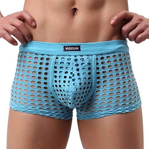Hawyet Men's Sexy Mesh Boxer Briefs Muscle Shorts Fishnet Openwork Underwear Breathable Hot Shorts Swim Trunks