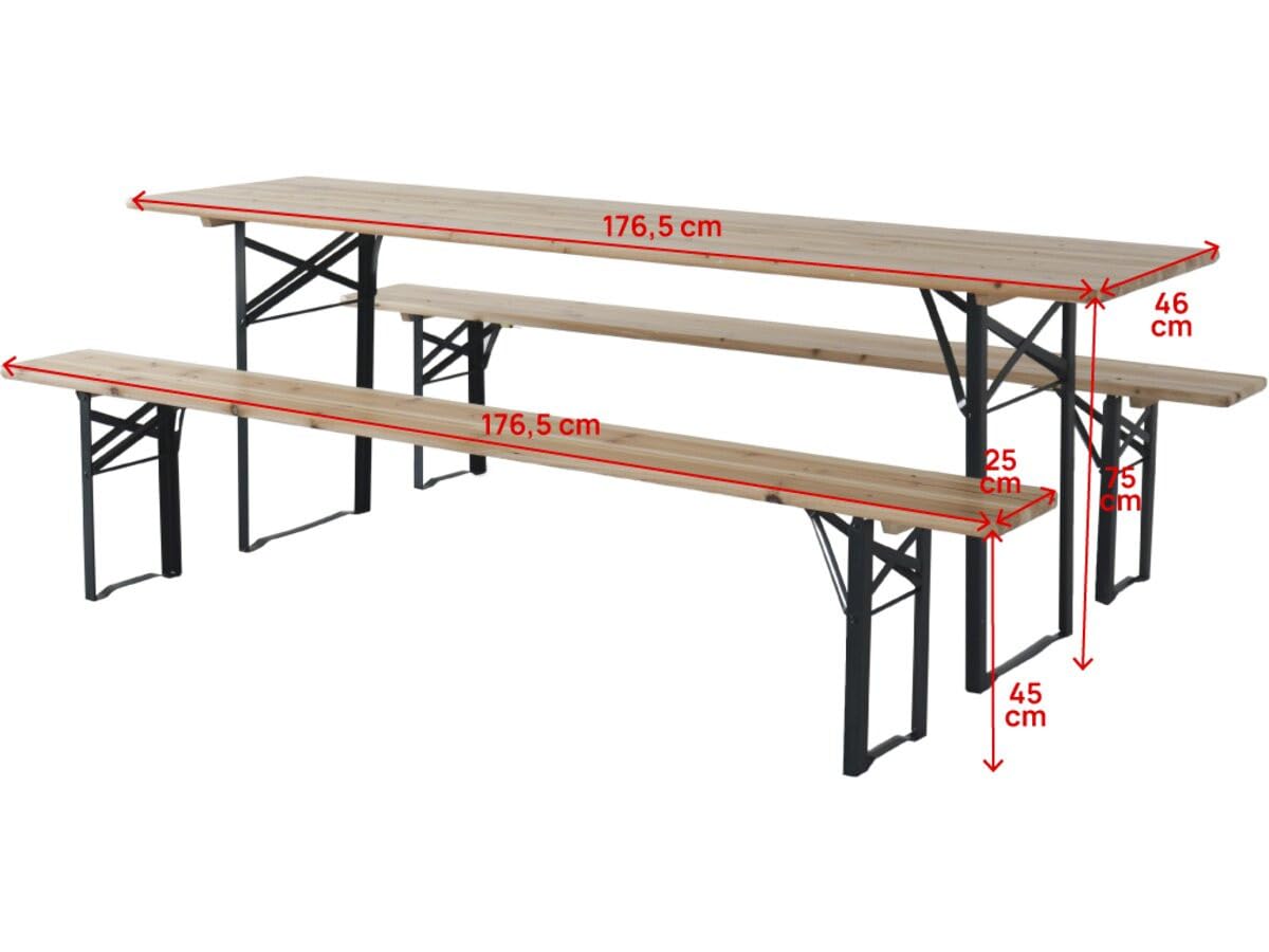 Habitat et Jardin Mesa de jardín Plegable Tipo Brasserie con 2 Bancos Lisboa - 176 x 46 x 75 cm - Marrón