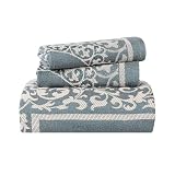 Superior Lyron Cotton Blend Bedspread Set, Includes 1 Tailored Bedspread and 2 Matching Pillow Shams, Lightweight Blanket, Bedding Decor, Jacquard Vintage Floral Mandala, Queen, Cerulean Blue
