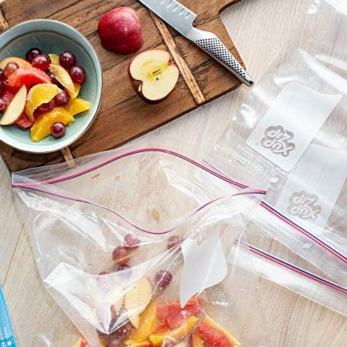 30 x Heavy-Duty Food Storage Freezer Bags by XupZip - 1.2 Gallon Size, Reusable Ziplock Bags, Airtight and Leak Proof Bamboo Seal