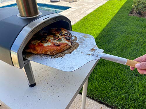 14\'\'x16\'\'Aluminum Pizza Peel & 14\'\' Stainless Steel Pizza Cutter Set, Pizza Tools, Pizza Accessories and Supplies for Indoor & Outdoor Pizza Oven, Pastry, Dough, Bread Peel & Rocker Knife Pizza Paddle
