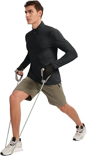 Miniatura 3 de TIHEEN Mens Long Sleeve Athletic Shirts Quarter Zip Sun Protection Lightweight Performance Golf Pullover