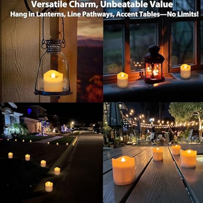Solar Candles 4pcs Solar Tea Lights Warm Amber
