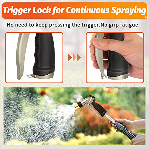 Image of AUTOMAN Garden Hose Nozzle - 100% Metal High Pressure Spray Nozzle, Adjustable Spray Patterns,Labor-Saving,Heavy Duty Water Hose Nozzle for Garden Watering, Car Washing, Window Cleaning,Pets Showering