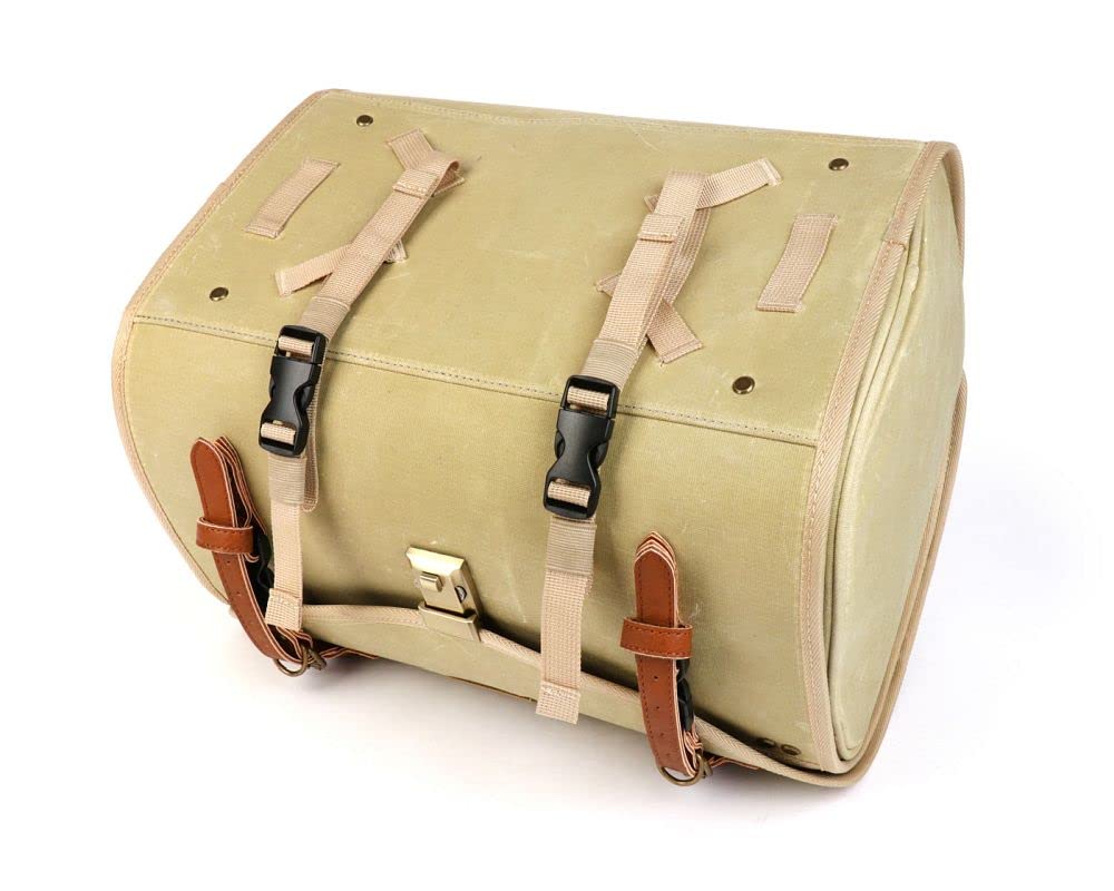 MOTO NOSTRA Koffer/Tasche Classic 'waxed canvas', beige, 35L, 480x300x270mm kompatibel für Vespa, Lambretta, GTS, GTV, LX/LXV, ET4, S50, 150, Sprint, Primavera
