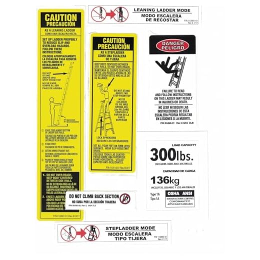 Werner 300 LB Fiberglass Step Ladder Labels