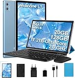 DEERTiME 2025 Tablet 10 Pollici Android, 20GB RAM+128GB ROM(TF 2TB), Octa Core/5G+2.4G Wi-Fi 6/Bluetooth 5.0/6000mAh/Widget/8MP+5MP/Widevine L1, GMS Tablet 2 in 1 con Tastiera e Mouse - Blu