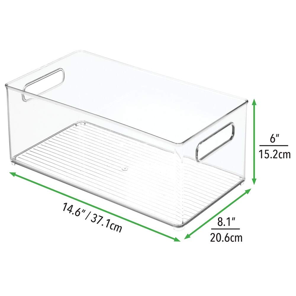 mDesign Tiefe Kunststoff-Aufbewahrungsbehälter, Büro-Organisation für Aktenschrank, Schrank, Regale und Schreibtisch – hält Notizblöcke, Stifte, Textmarker und Hefter – 2 Stück – transparent