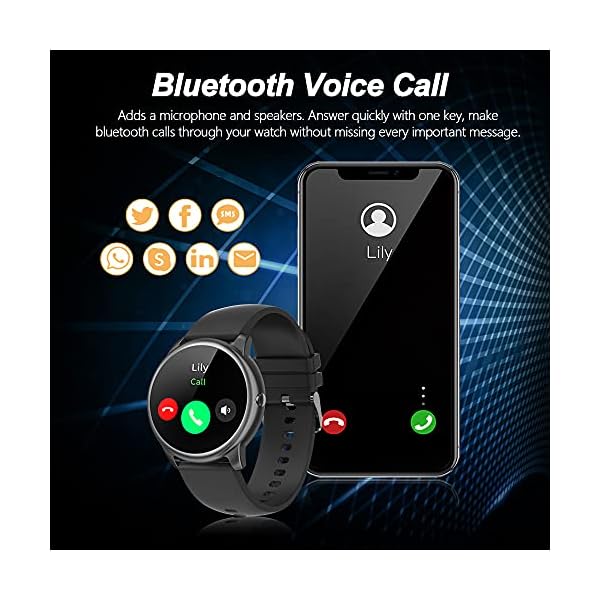 Smart-Watch-for-Men-Women-MakeAnswer-Call-Fitness-Tracker-with-Heart-Rate-MonitorBlood-PressureSleep-MonitorPedometerMessage-ReminderMusic-Control-Smartwatch-for-Android-and-iOS-Phones-Black Smart Watch for Android iOS Phones, Fitness Tracker with Blood Pressure, Heart Rate Monitor, Sleep Monitor, Waterproof…