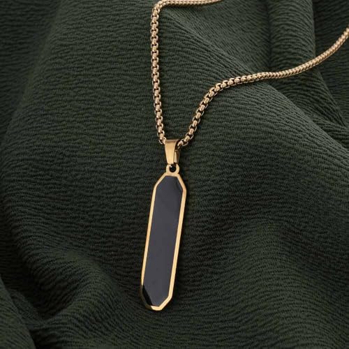 Image of PALMONAS 18k Gold Plated Midnight Prism Pendant Chain for Men - Gift for Boys & Men | Waterproof & Anti-Tarnish Men's Accessories, Stylish Trending Men's Pendant Chains