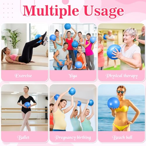 Image of 4 Pcs Small Exercise Pilates Ball Bulk 9 Inch Mini Yoga Balls Anti Burst and Slip for Stability, Fitness, Physical Therapy, Stretching & Core Workout at Home Gym Office Class