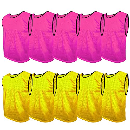 SPORTSBIBS Petos de Entrenamiento Petos de fútbol, Petos para niños, júnior y Adultos, Pack de x10, Fútbol Sala, más de 10 Colores, Camiseta Deportiva para Correr, Universal XS S M L XL XXL