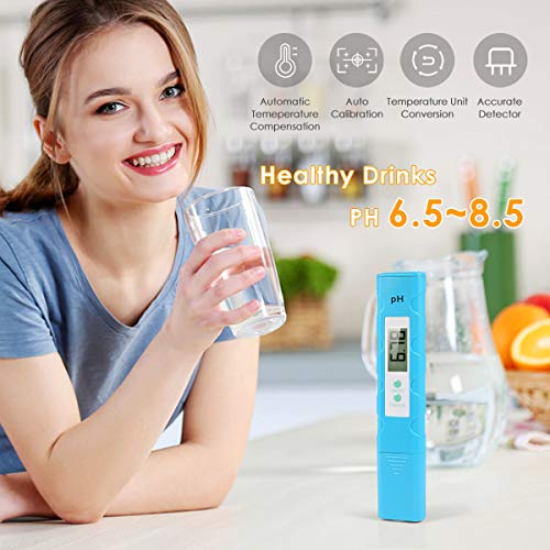Digital PH Meter, PH Meter 0.01 High Accuracy Quality 0-14 Measurement Range for Household Drinking, Pool and Aquarium Water PH Tester Design with ATC