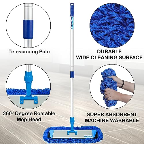 Image of Microfiber Dry Mop with 4.8 Feet Long Aluminium Handle Set 18 inch (with 3 REFFILE)