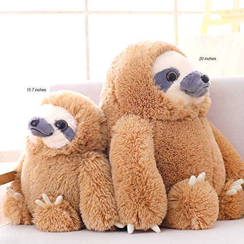 Image of Winsterch Large 20-Inch Brown Sloth Plush Stuffed Animal Toy | Adorable Goofy Expressions, Generously Sized for Cozy Cuddling, Soft Plush, Ideal Gift for Boys and Girls