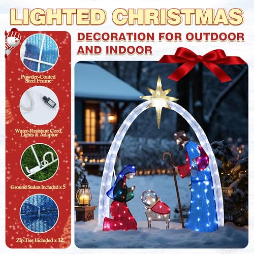 Mupater JT-DC300V0120-C 5Ft Lighted Outdoor Christmas Decoration Nativity Scene, Lighted Christmas Yard Decor Nativity Set thumb #2