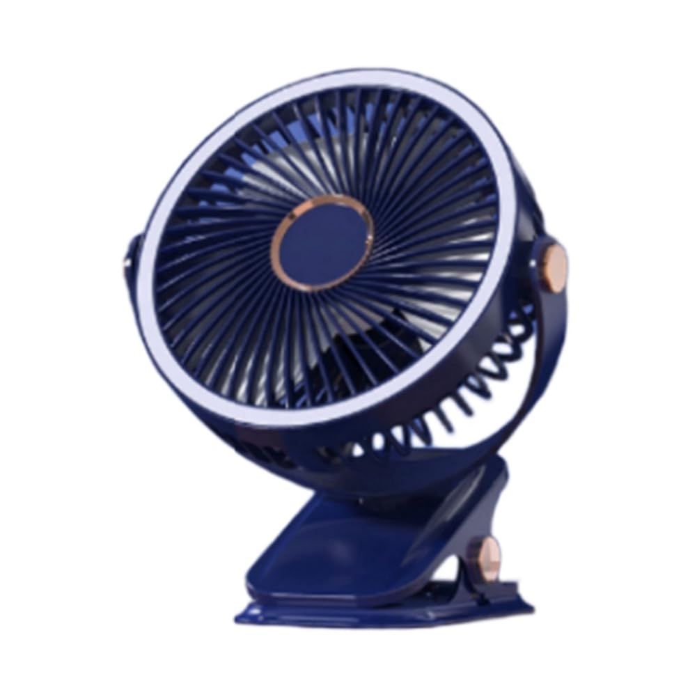 CTRLZS USB Rechargeable Fan Dormitory Clip-on Type Portable Mini Desk Fan 360 Degree Rotation Adjustable Fan with LED Light C