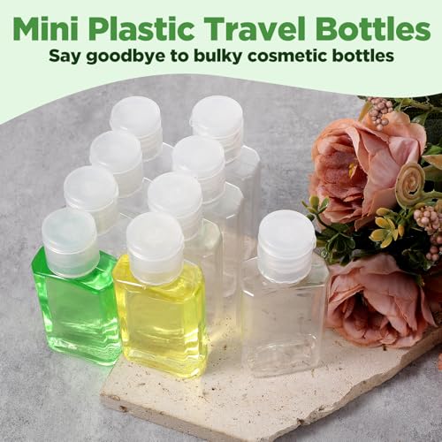 100 Pcs 1 oz Travel Bottles - Clear PET Refillable Containers with Flip Caps, Leak-Proof Mini Bottles for Shampoo, Lotion, Hand Sanitizer & More4
