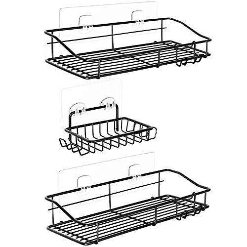 Nieifi Shower Caddy Basket with Hooks Soap Dish Holder Shelf for Shampoo Conditioner