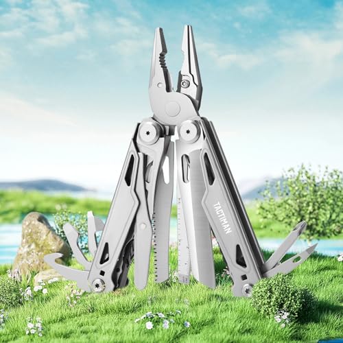 Tactiman Multitool Pliers Pocket Knife Camping Hiking Gear Multitool Knife 16-In-1 Multi Tool Saw Scissors Wire Cutter Stripper Screwdrivers Bottle Can Opener Tool Gifts For Men For Camping Hiking Edc thumb #2