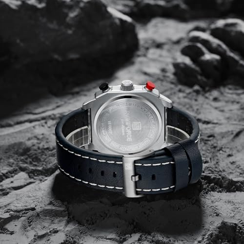 Image of NAVIFORCE NF8057 Square Vintage Military Chronograph Genuine Leather Analog Watch