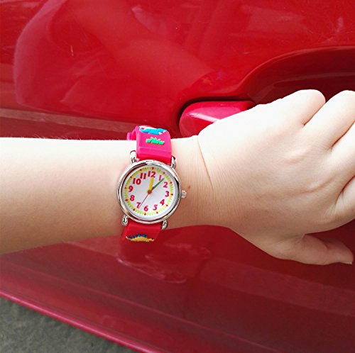 Image of Jewtme Cute Toddler Children Kids Watches Ages 3-8 Analog Time Teacher 3D Silicone Band Cartoon Watch for Little Girls Boys