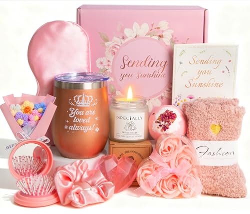 Gifts for Women, 12 PCS Birthday Gift for Women, Unique Womens Gift Set Christmas Gifts Bath Sets Hampers Pamper Self Care gifts Relaxation Gifts for Her, Mum, Grandma, Best Friend, Sister (Pink)