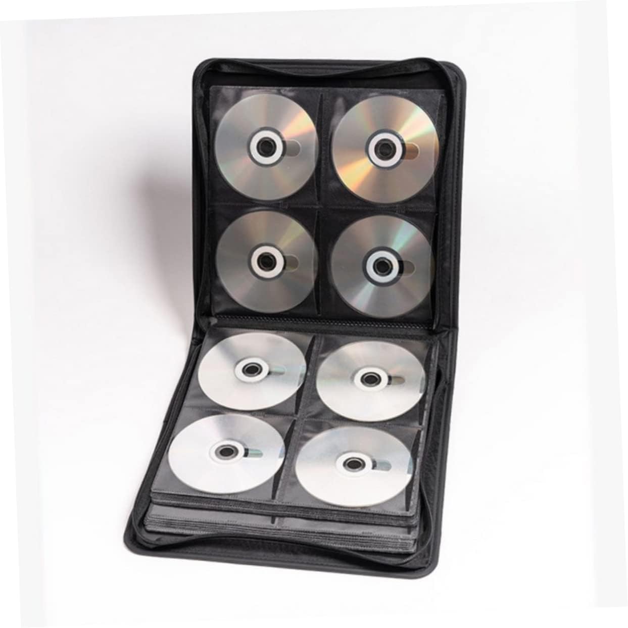 Mikinona Disc Storage Case Disc Portable Cd Organizer Zipper Outdoor DVD Holder Plastic Material for Safe Storage and Travel for Music Movies and Games