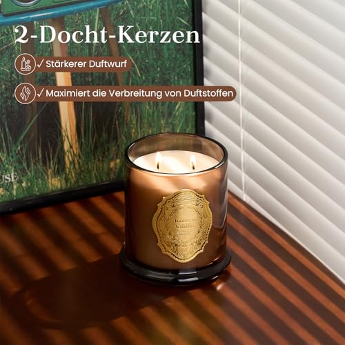 M&SENSE Duftkerze Große 2-Docht Sojakerzen| Tobacco Vanille Duftkerzen im Glas|12.7oz 360g Natürliches Sojawachs|70 Stunden Brenndauer|Kerzen Geschenke für Frauen, Candle for Home Scented – Bild 4