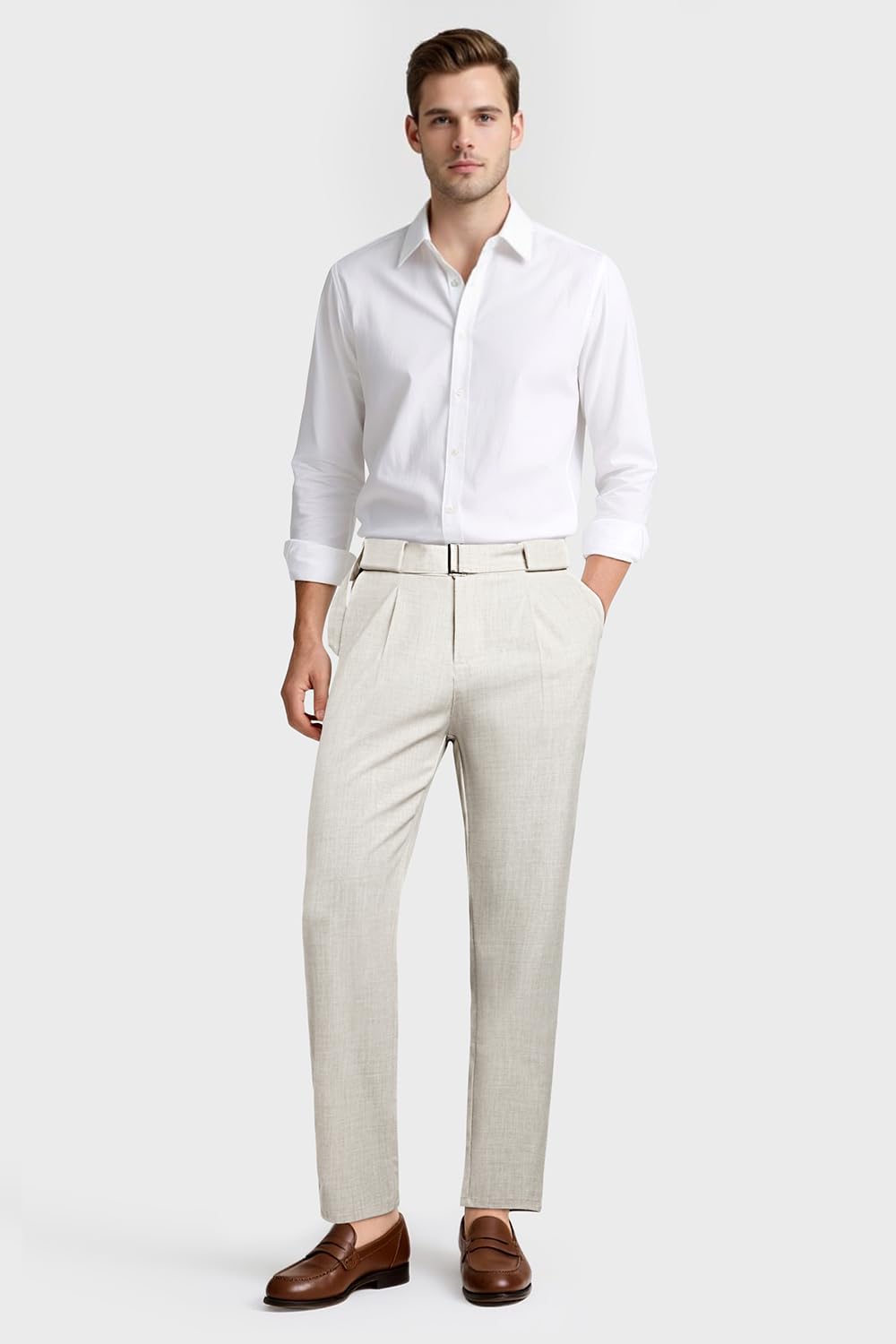 GINGTTO Linen Dress Pants Men Straight Fit Lightweight Summer Beach Casual Pants Men - Image 5