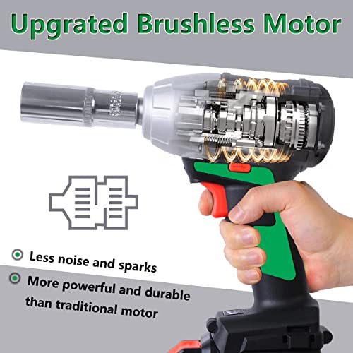 Dobetter Cordless Impact Wrench 1/2 Inch, 4000 Mah Electric Impact Wrench, 20V Max 400N•M Power Impact Driver 1/2 Inch Impact Gun With Fast Charger, Tool Bag, 1 Universal Joints And 3 Long Sockets #TOP1