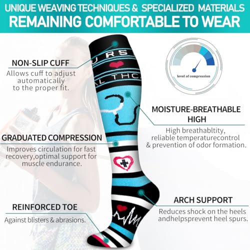 Image of COOLOVER Copper Compression Socks for Women and Men(6 Pairs)-Best Support for Running, Athletic, Travel