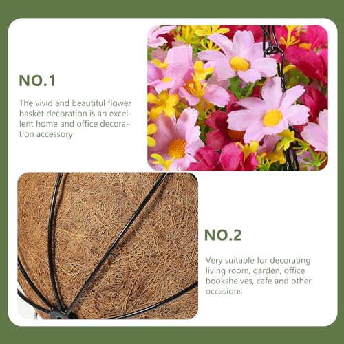 Panier suspendu de fleurs artificielles en soie et plastique résistant - 5