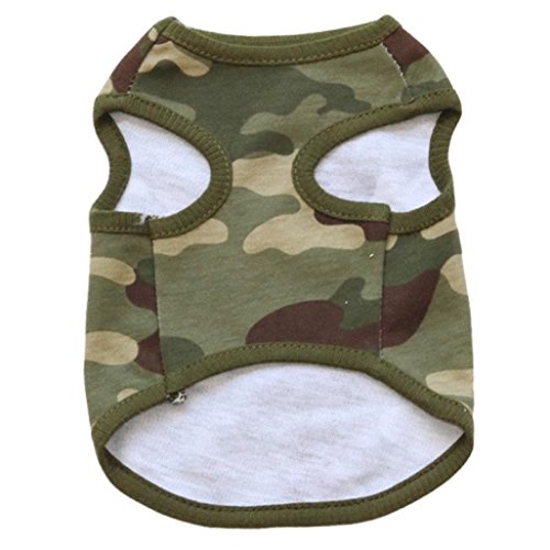 Dog Clothes Summer, Wakeu Pet Puppy Vest Camouflage Patten T-Shirt Apparel For Chihuahua Small Dog Boy Girl (Green, S) #TOP1