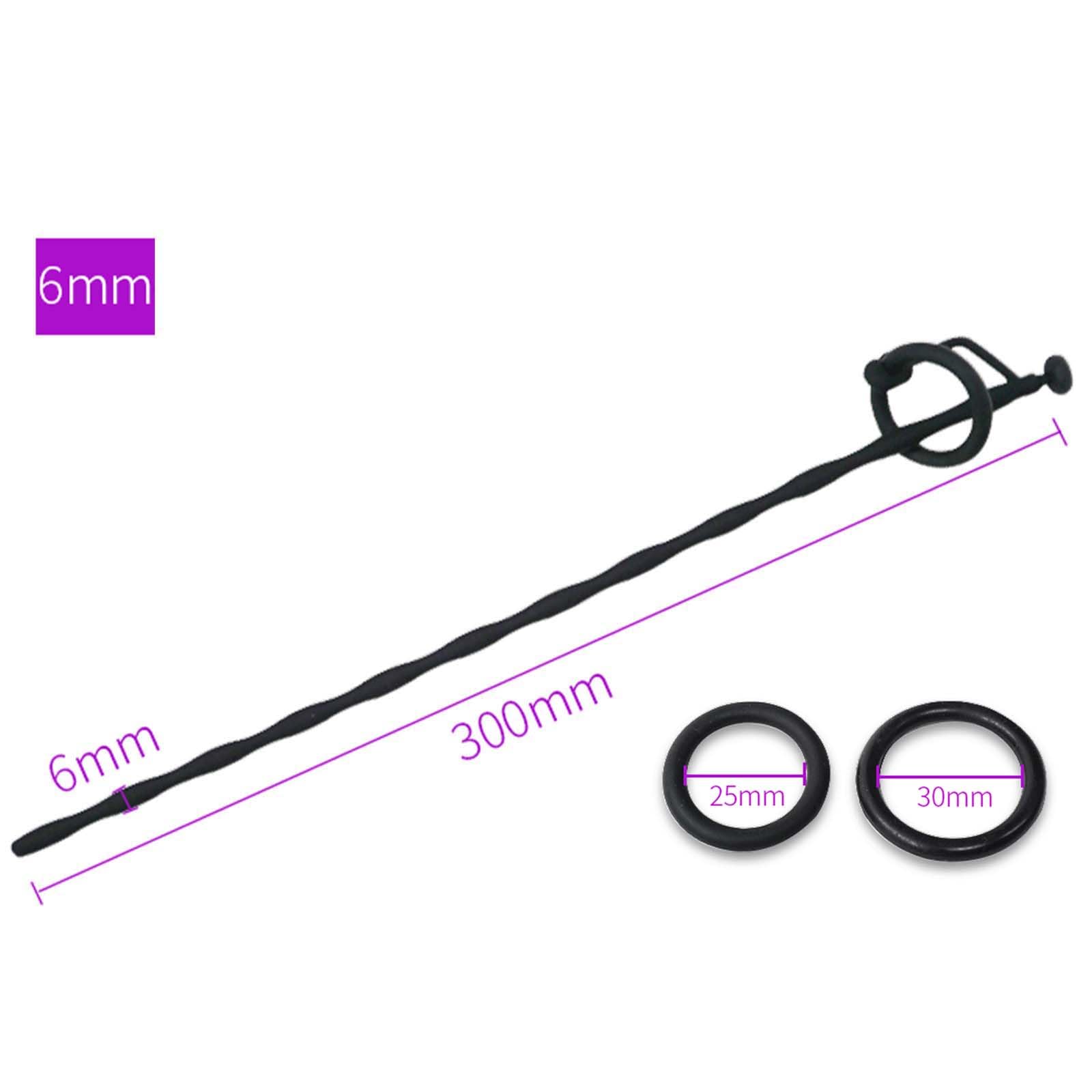 Asta fitness liscia e cava, dilatatore speciale per facilitare la minzione, asta extra lunga e 2 misure di anelli incluse -D38IT (B:6mm)