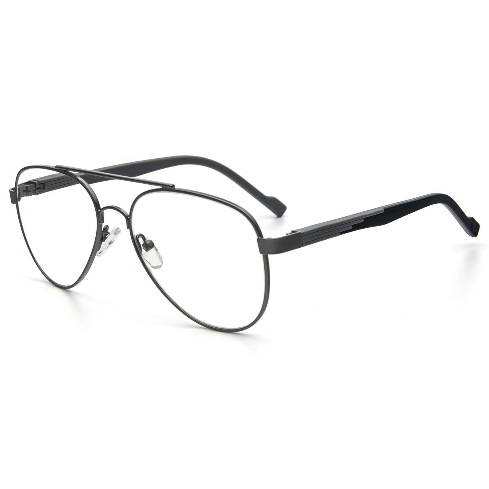 KoKoBin Vintage Metal Frame Reading Glasses Aviator Toad Frame Lens Anti Blue Light women Men Computer Reader (Gray, 1) - Image 2