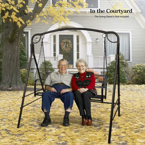 Image of VINGLI Upgraded Metal Patio Porch Swing, 660 LBS Weight Capacity Steel Porch Swing Chair for Outdoors, Heavy Duty Swing Chair, Bench Swing for Gardens & Yards (Black)
