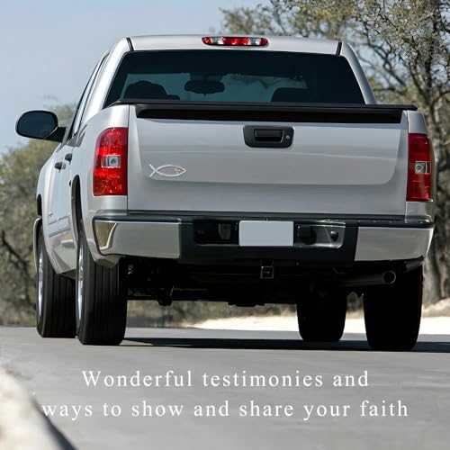Image of 2PCS Christian Cross Fish Car Emblem, Large Jesus Fish Cross Auto Emblem Badge Bumper Sticker, Weatherproof Christian Fishes Symbol Ichthus Religious Decal for Most Vehicles (Silver)