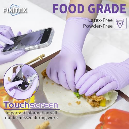 Image of Nitrile Disposable Latex-Free Gloves Purple 5mil 100PCS Cleaning Glove | Powder-free, Latex-free, Industrial-grade,Purple,5mil Thick,12inch long,Comfortable fit,Examination,Food,House Home Cleaning