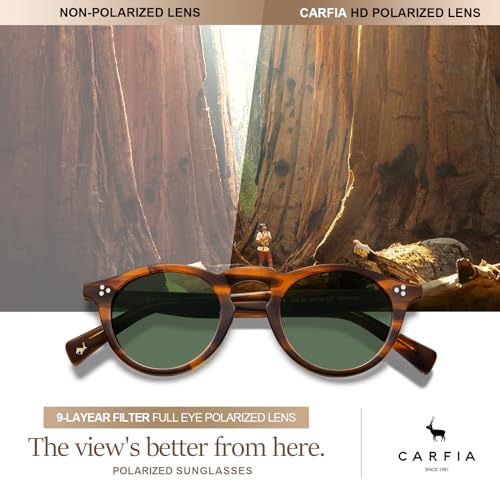 CARFIA Retro Men's Sunglasses Polarized UV400 Protection, Small Round Acetate Italian Luxury Style Driving Shades3