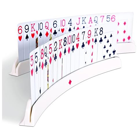 IdeaWorks Arc Playing Cards Holder (Set of 4) | Playing Card Holders for Seniors & Kids Card Holder | Curved Game Card Holder Design Prevents Viewing of Cards | Holds 15 Cards, White Cover