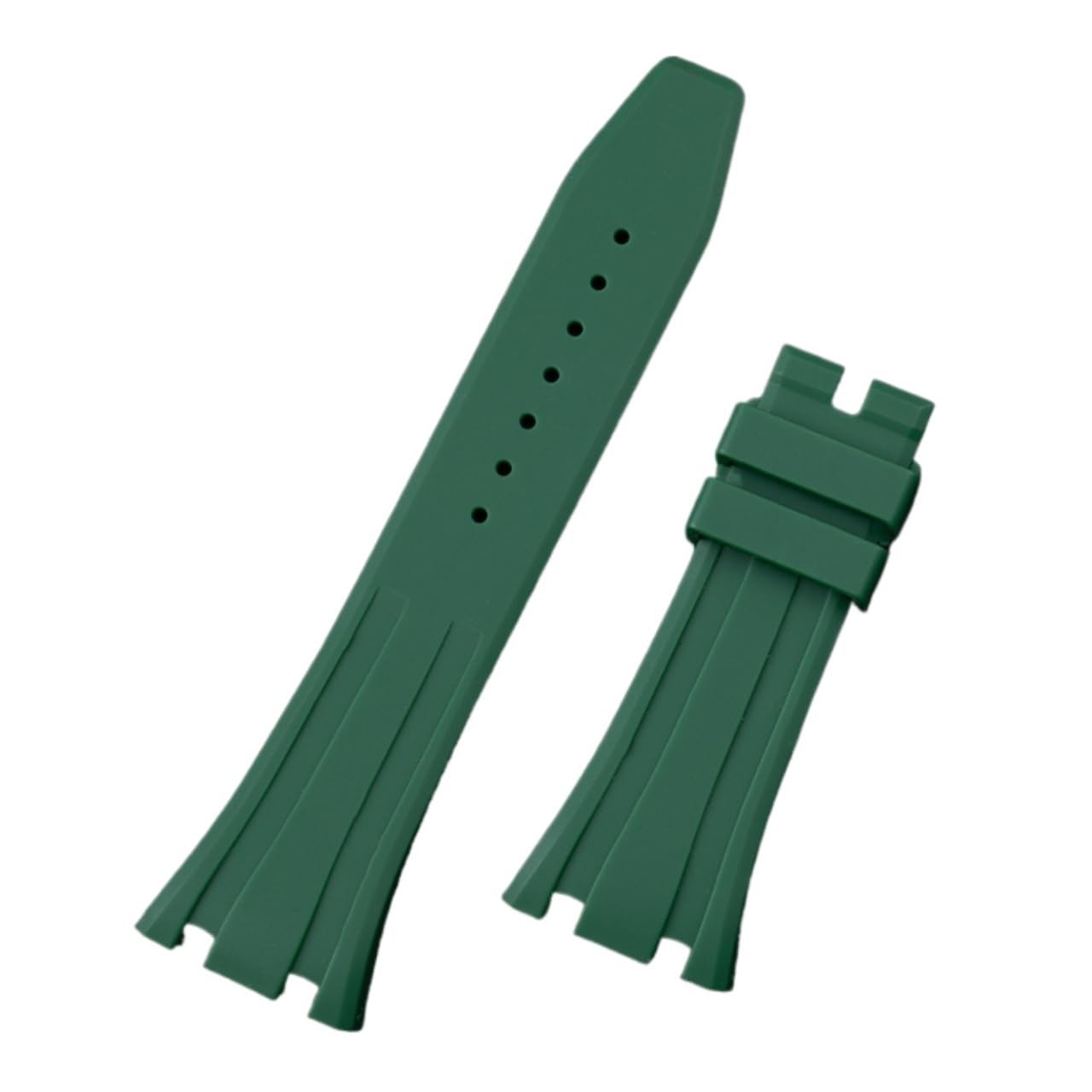 MENGKEG Correa De Reloj De Goma De Silicona Suave De 26 Mm Compatible Con Ganchos AP Strap 15400/15500/26331(Dark Green,Black Hooks,Rose Buckle)