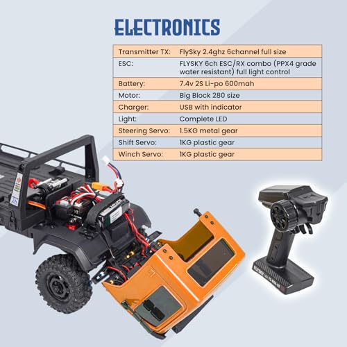 Image of HOBBYPLUS ARKTOS 6x6 V1.5 CR18P Rock Crawler RTR All Terrain - Remote Control Car, Rock Crawler 1 /18 Scale 6WD 2 Speed Transmission Off Road for Adults, RC Hobbyists (Tan)