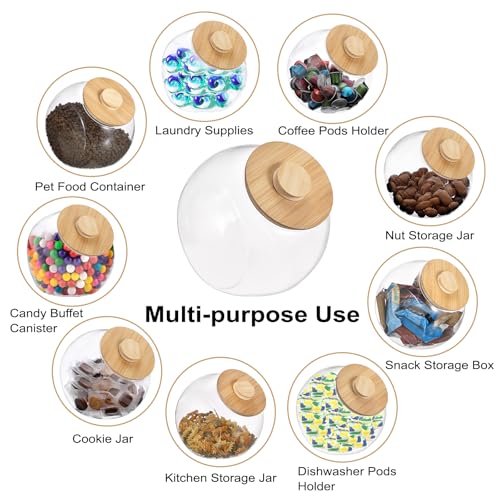 ELLDOO Clear Slanted Plastic Storage Jar with Bamboo Lid, Wide Mouth Laundry Pods Container Dishwasher Pods Holder, Coffee Pod Holder for Nespresso K Cup, Candy Cookie Jars for Coffee Bar Kitchen by ELLDOO - Used condition - Image 6