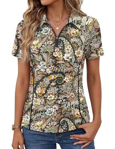 LOMON Collared Shirts for Women UPF 50+ Sun Protection Polo Shirts Ladies Lightweight Vneck Golf...
