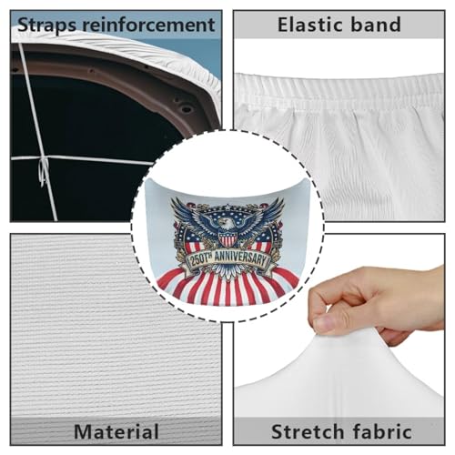 Image of Eagle American Flag Emblem 250th Anniversary Pattern Car Hood Cover 59.05 inch x 39.37 inch Auto Flag Hood Cover for Trucks SUV Van, Polyester Car Bonnet Banner with Stretchable Band