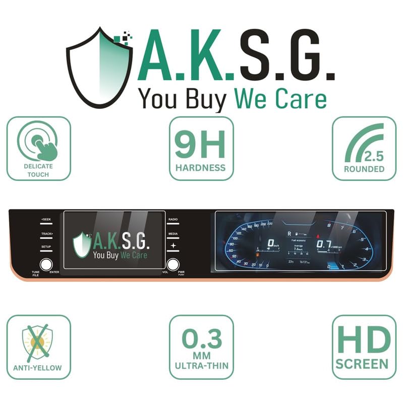 Image of A.K.S.G. Screen Protector Compatible With Hyundai Creta Facelift 2024 08 Inch Infotainment And Cluster Combo [2024-Running] Infotainment Touch Screen system - Clear Pack Of 1